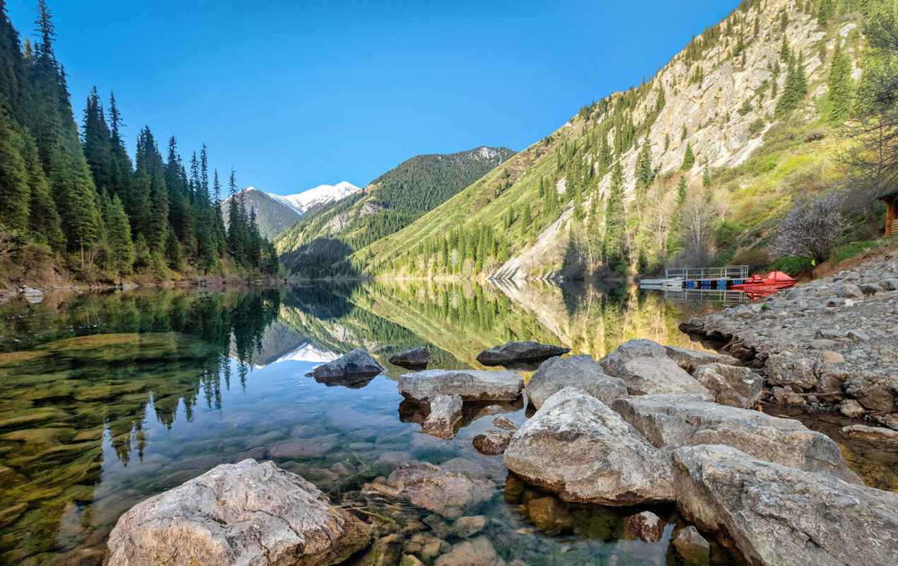 View of Lower Kolsai Lake in Kolsay Lakes National Park, Almaty