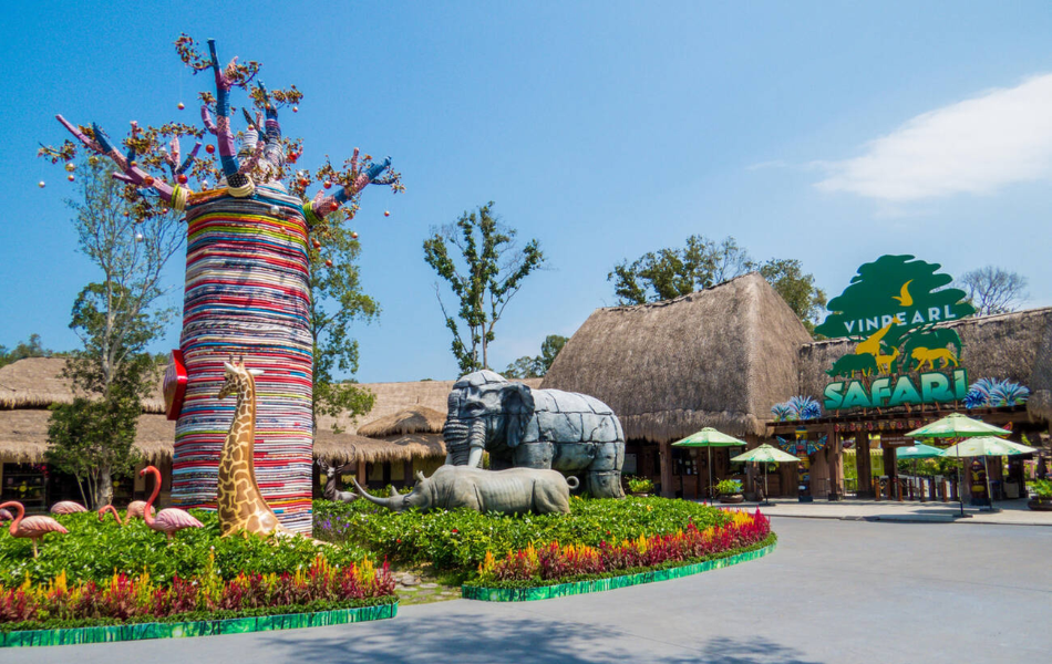 View of the entrance to the Vinpearl Safari zoo park.
