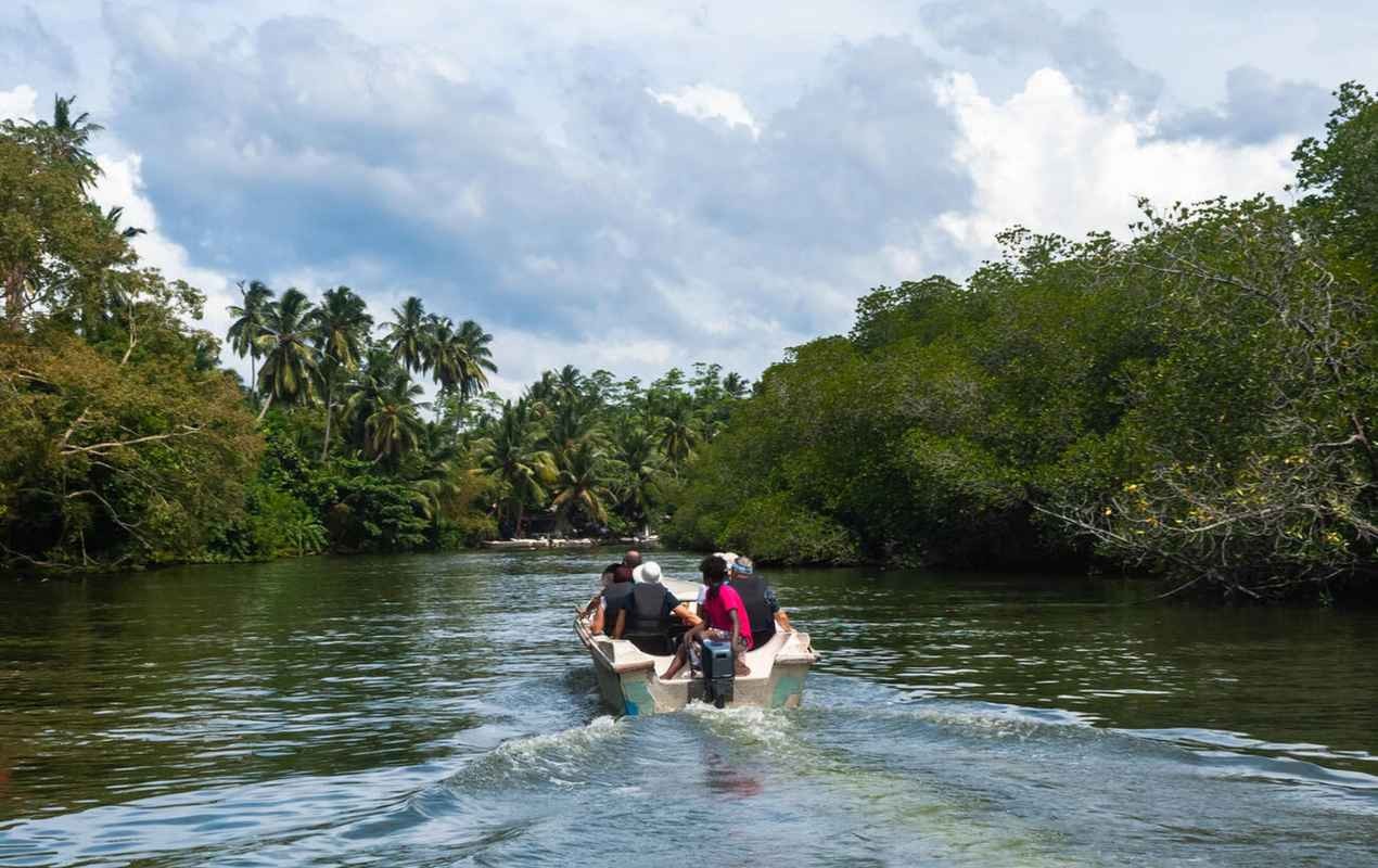 Bunch of tourists enjoying the Madu River Safari.