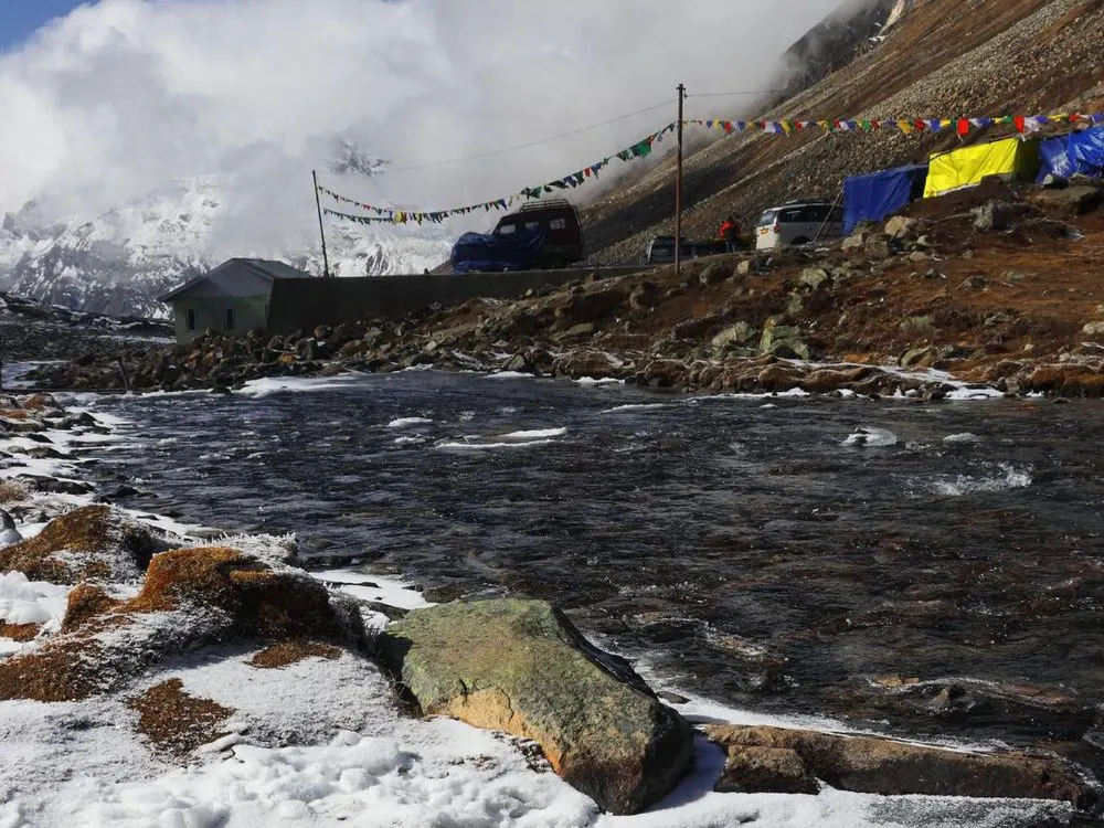 Lachung Chu river flowing at Zero Point