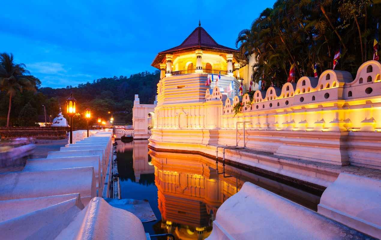 Evening outside the Sacred Tooth Relic Temple, Sri Lanka.