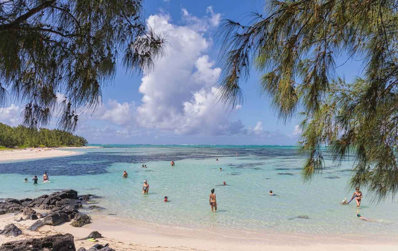 Beach at Ile Aux Cerfs, or Deer Island, Mauritius, Mascarene Islands