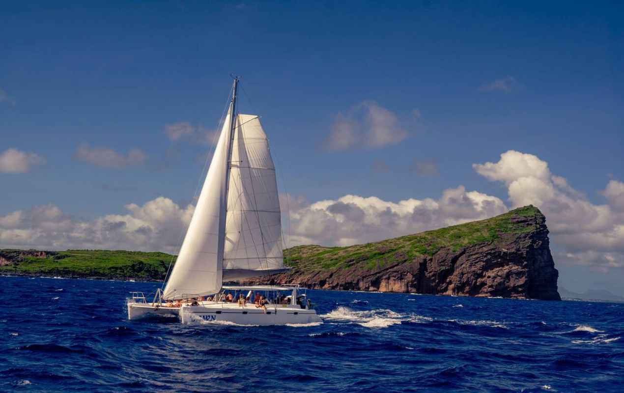 Catamaran cruise to Coin de Mire island, also called Gunner's Quoin, in the North of Mauritius