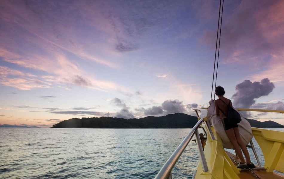A ferry ride in the Praslin waters in La Digue Island
