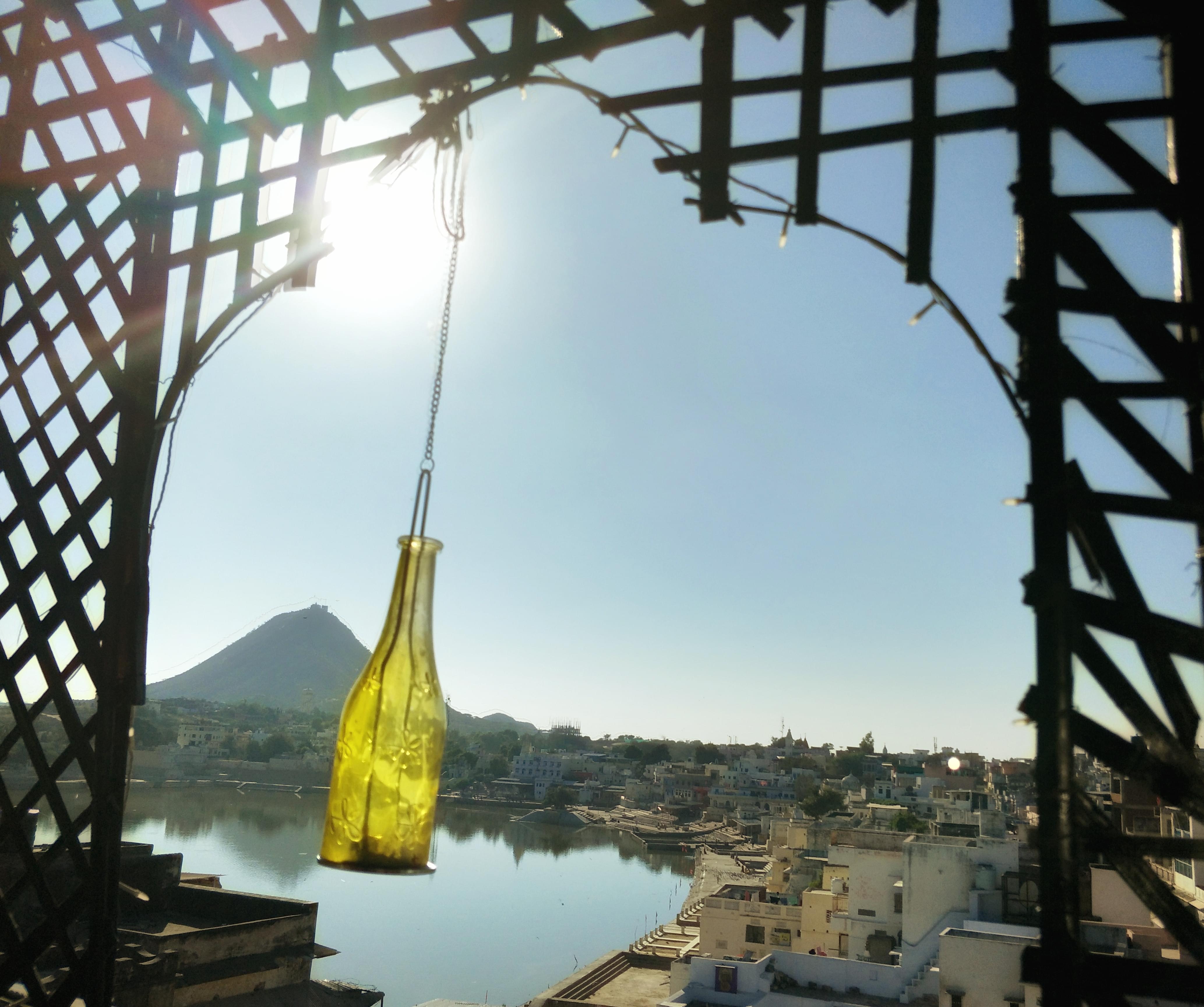 View of Pushkar lake from one of the cafes