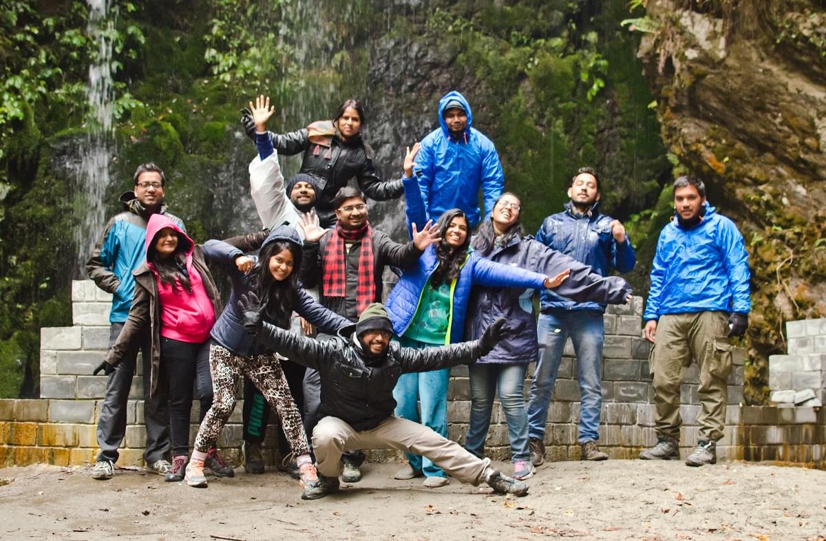 Group at Jibhi Waterfall