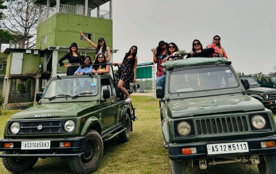 Girls ready fr a jeep safari in Kaziranga,