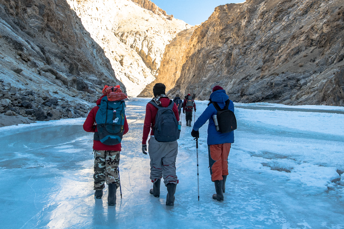 Trekkers on the icey route.