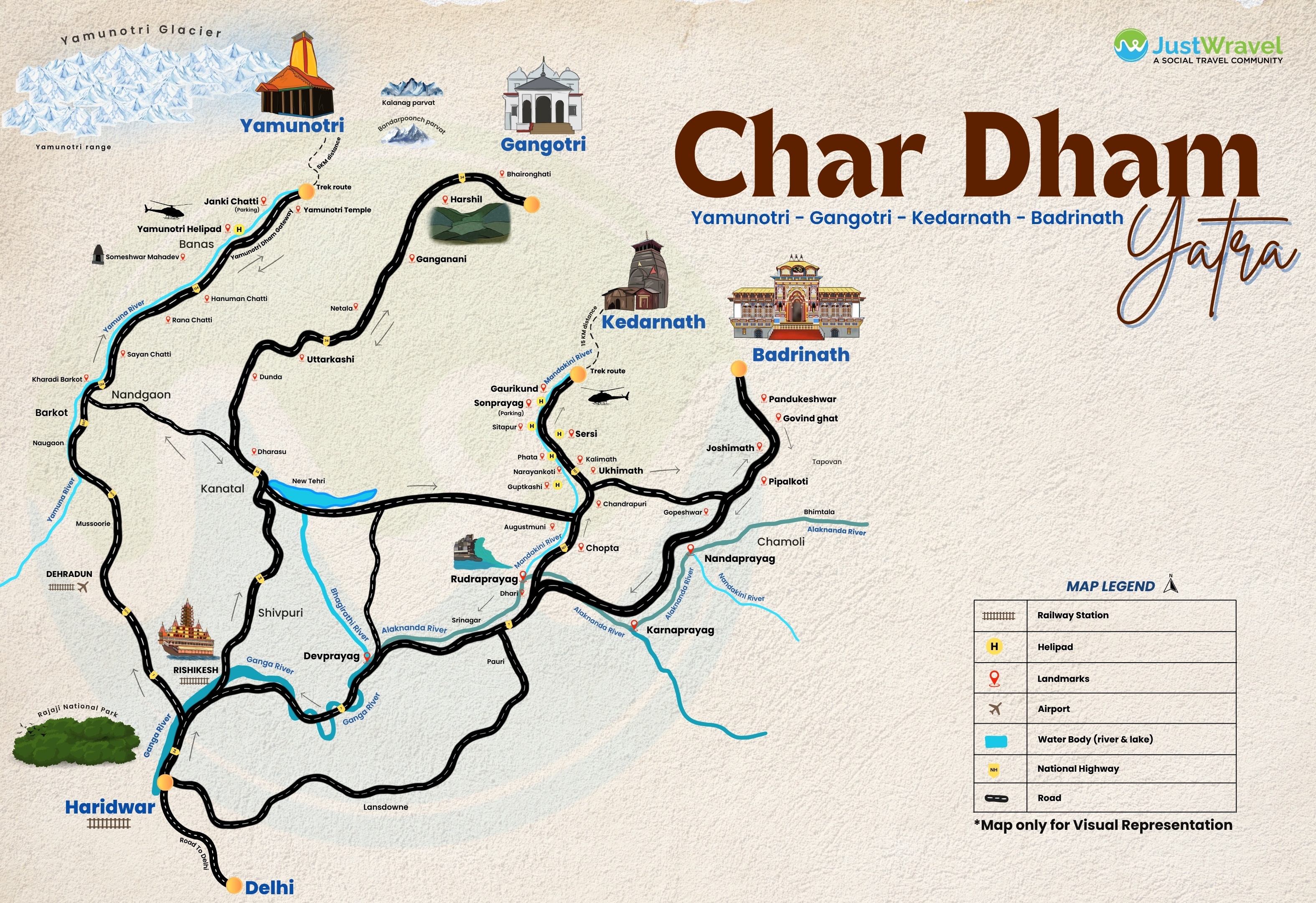 Char Dham Map | JustWravel