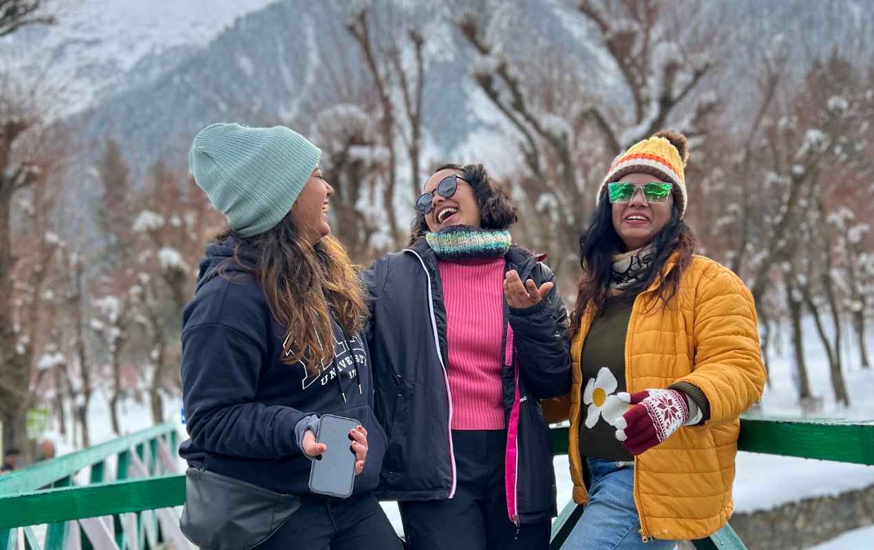 Girls having a fun time in Kashmir