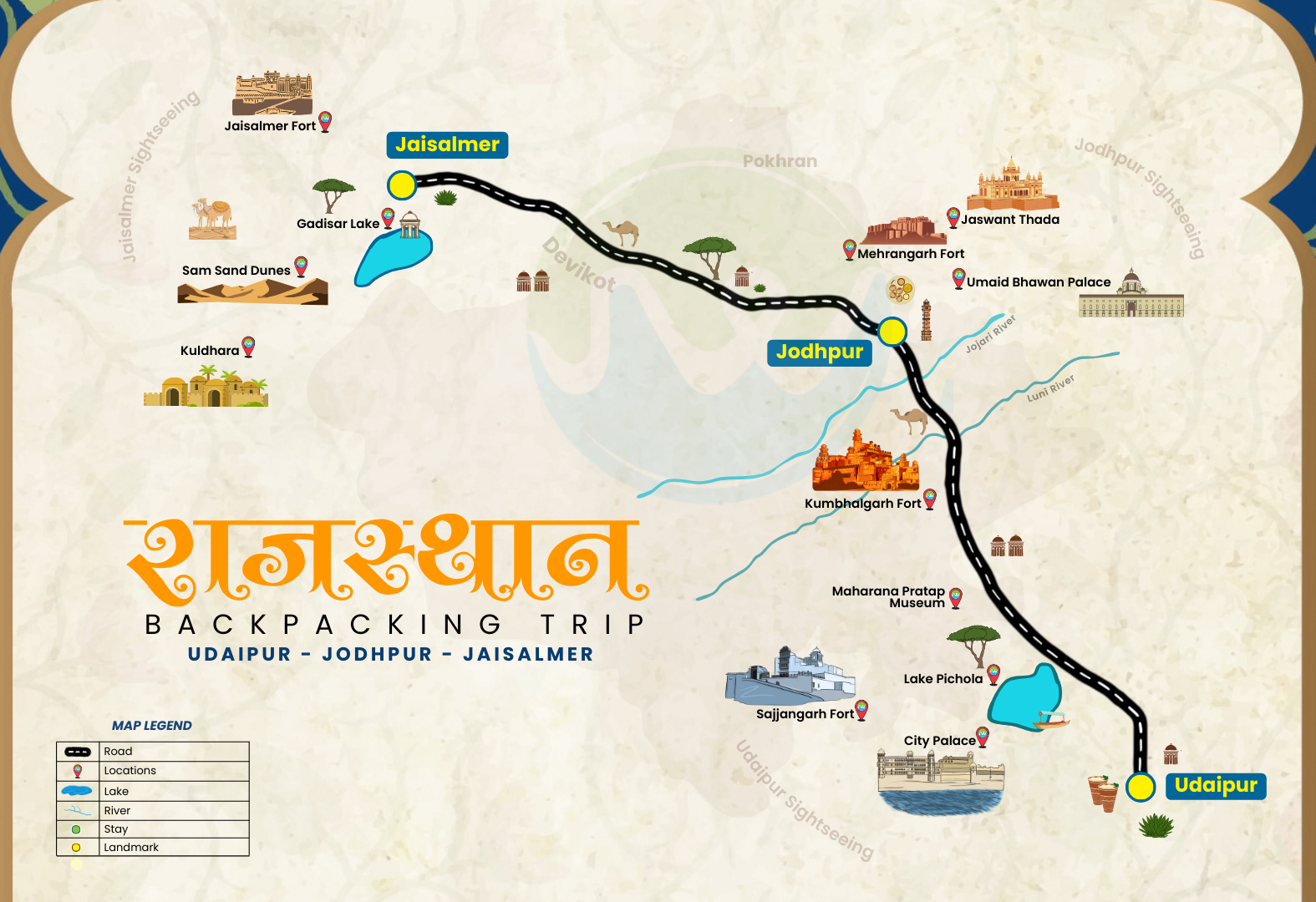 Rajasthan Backpacking Map