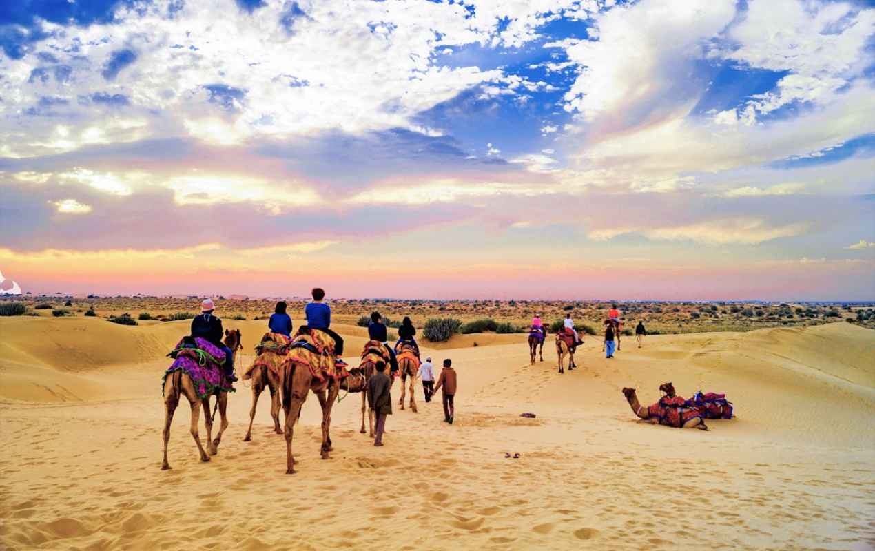 Camel riding with a spectacular view